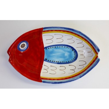 Piatto artigianale a forma di pesce Fondo PTPE2 ceramiche de simone Piatto artigianale a forma di pesce Fondo PTPE2 ceramiche de simone